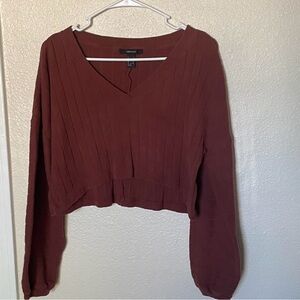 Forever 21 Burgundy V-Neck Sweater